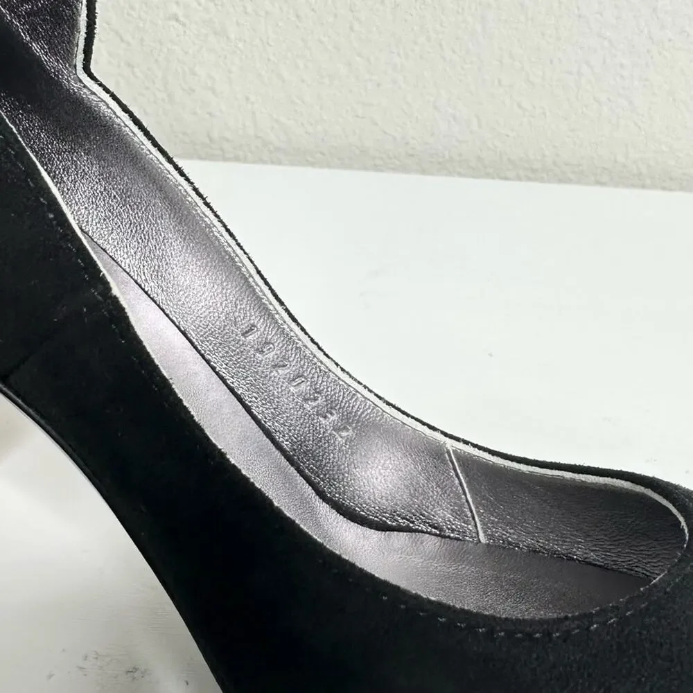 HERMES Victoire 90 Pumps Black Suede Heels Size 37 - Picture 8 of 11